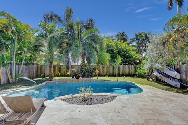 view of swimming pool with a patio