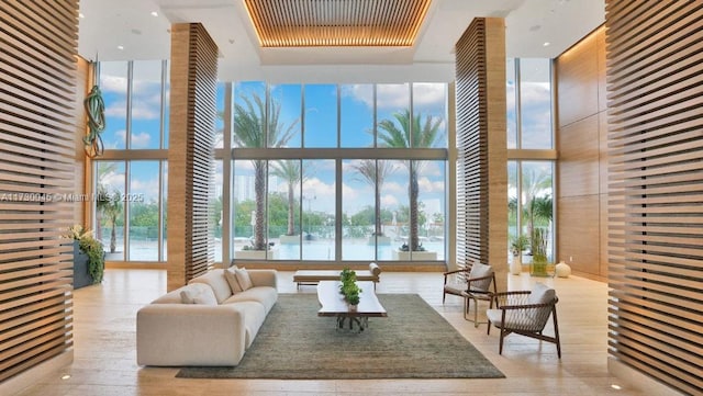 lobby with a water view