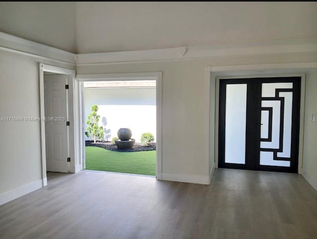 entryway with hardwood / wood-style floors