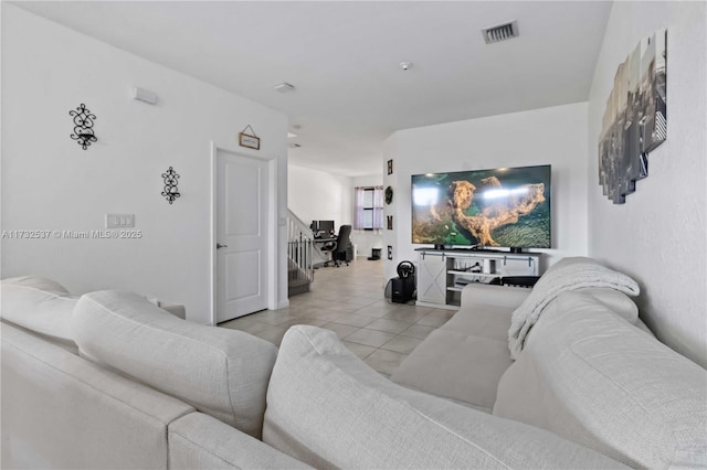 view of tiled living room