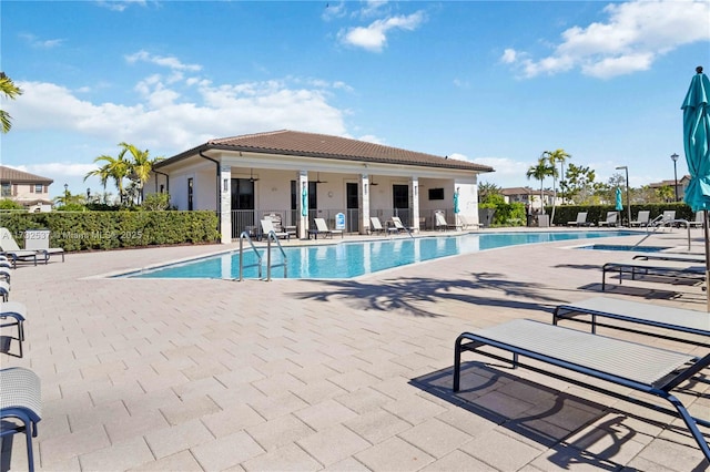 view of pool featuring a patio