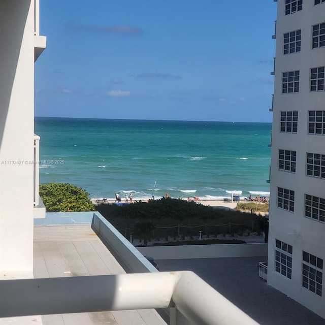 property view of water with a beach view