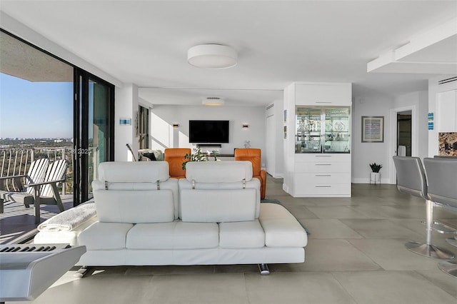 living room featuring expansive windows