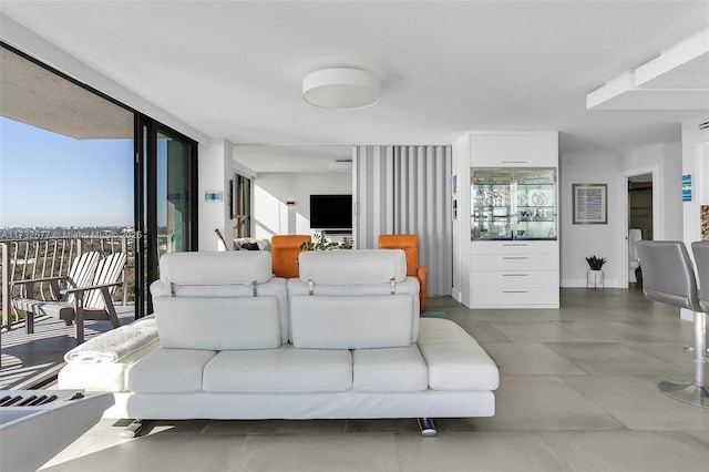 living room featuring expansive windows