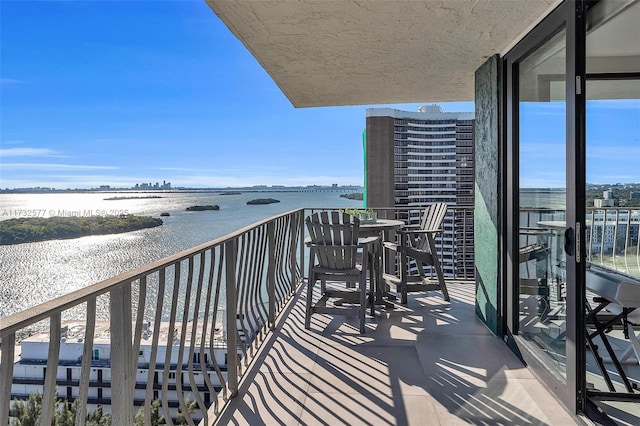 balcony with a water view