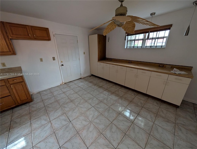 kitchen with ceiling fan