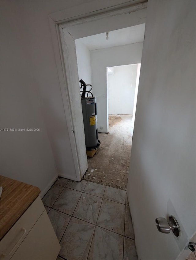 hallway featuring electric water heater