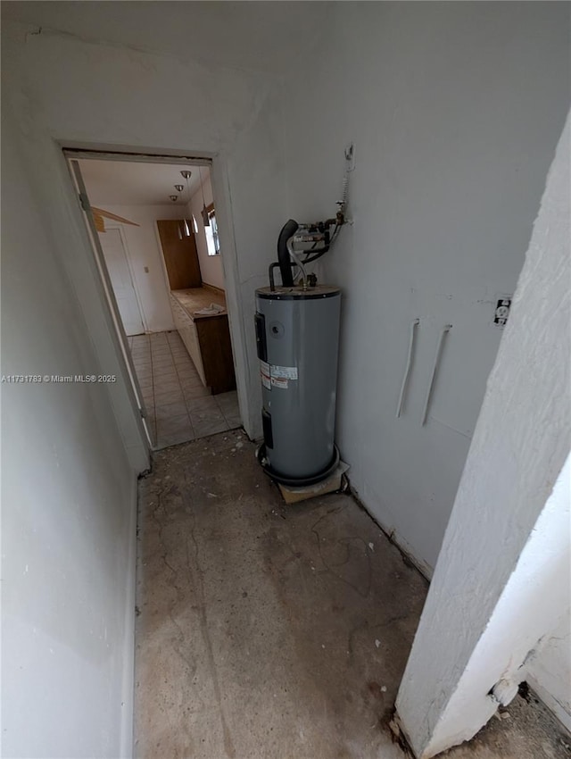 interior space featuring electric water heater