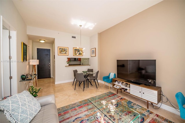 view of tiled living room