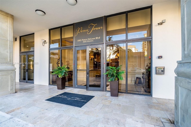 property entrance featuring french doors