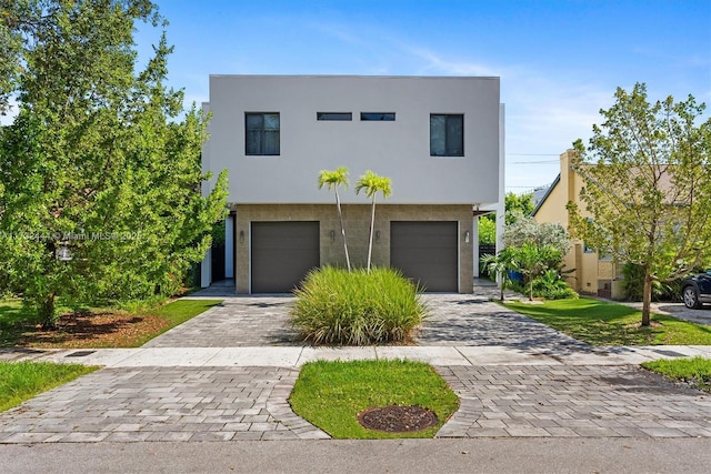 contemporary home with a garage