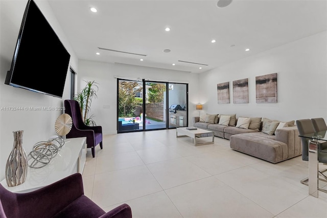 view of tiled living room