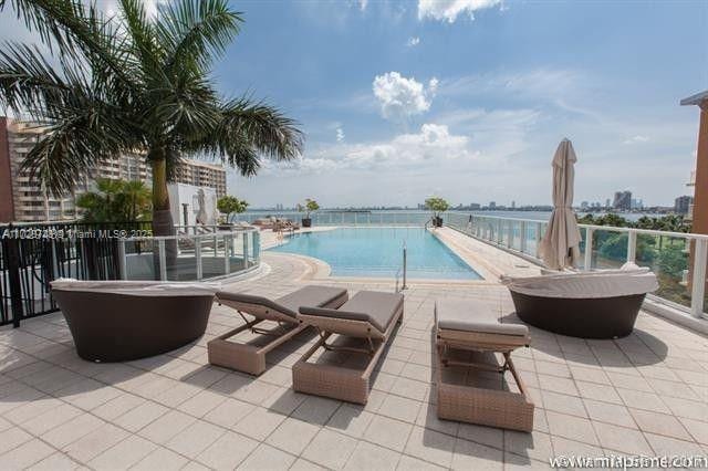 view of swimming pool with a patio area