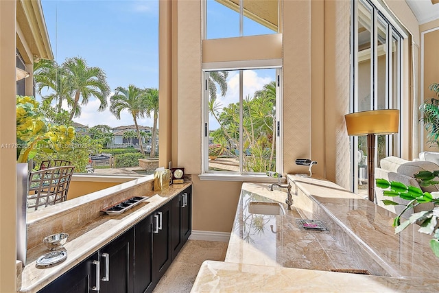 interior space featuring plenty of natural light and sink