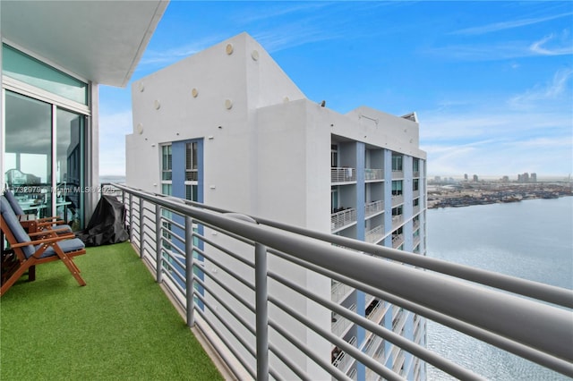 balcony with a water view