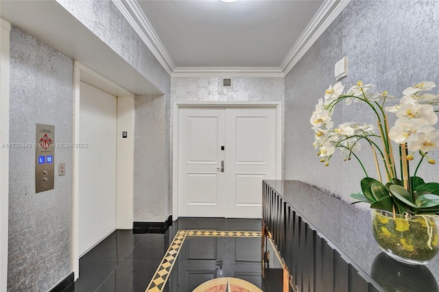 hallway with ornamental molding