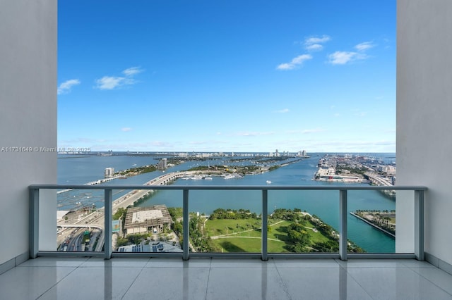 balcony with a water view