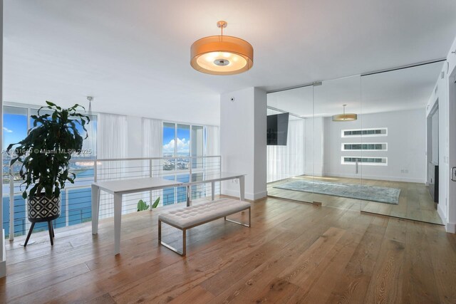 bathroom featuring vanity and hardwood / wood-style floors