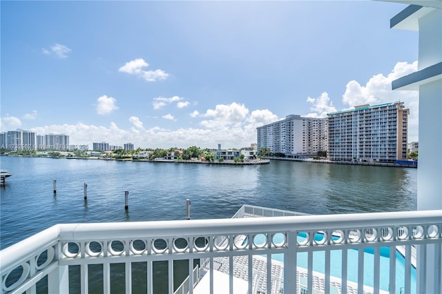 property view of water with a view of city