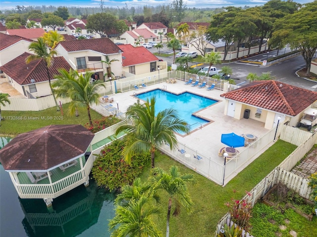 view of swimming pool with a patio