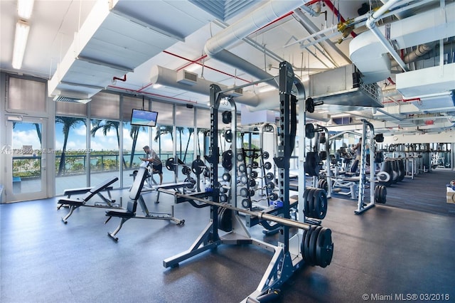 gym featuring visible vents