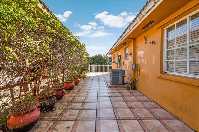 view of patio featuring central air condition unit