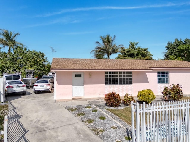 view of single story home