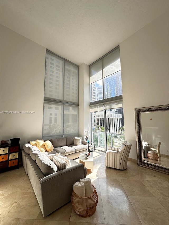 living room featuring floor to ceiling windows