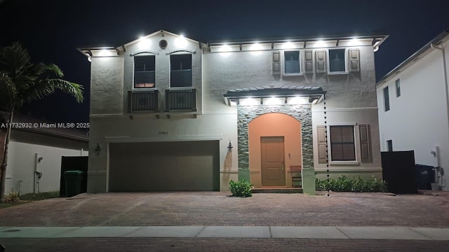 view of front of house with a garage