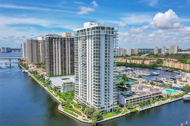 view of property with a water view