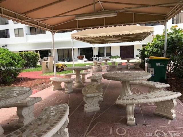 view of patio featuring a gazebo