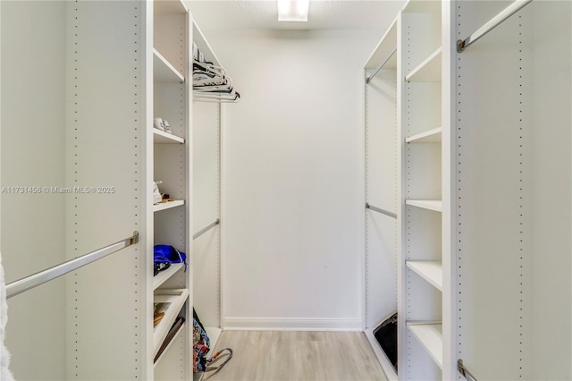 walk in closet featuring light wood-type flooring