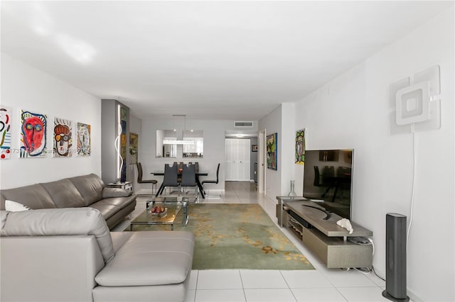 view of tiled living room