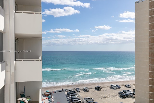 property view of water with a beach view