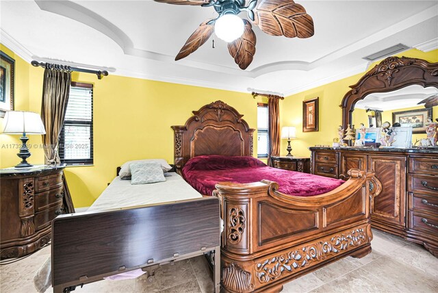 510 NW 105th Dr, Coral Springs, FL 33071 - bedroom featuring visible vents, a tray ceiling, and ornamental molding