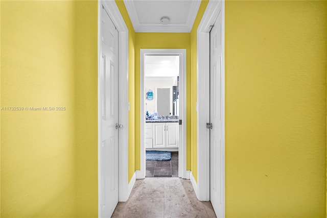 510 NW 105th Dr, Coral Springs, FL 33071 - hallway featuring crown molding and baseboards