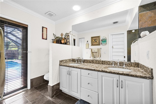 510 NW 105th Dr, Coral Springs, FL 33071 - full bath featuring visible vents, a sink, and ornamental molding
