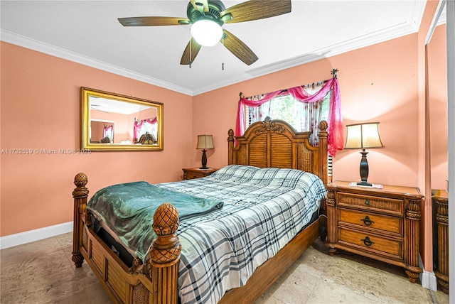 510 NW 105th Dr, Coral Springs, FL 33071 - bedroom featuring crown molding, baseboards, and ceiling fan