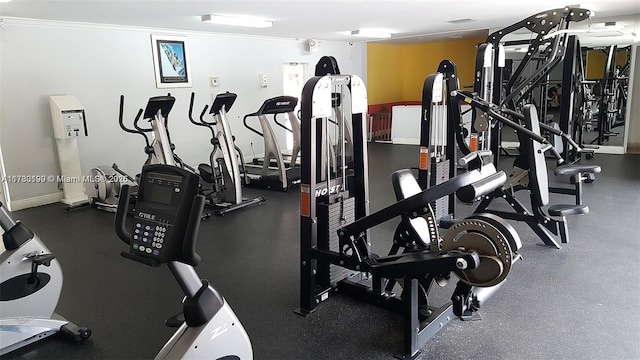 gym featuring ornamental molding