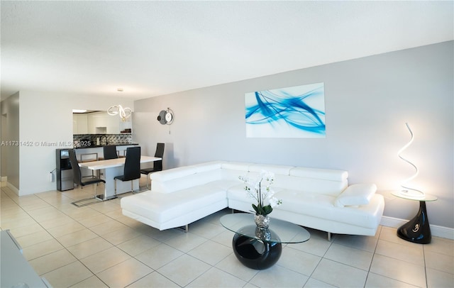 view of tiled living room