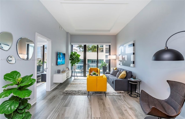 living room with wood-type flooring