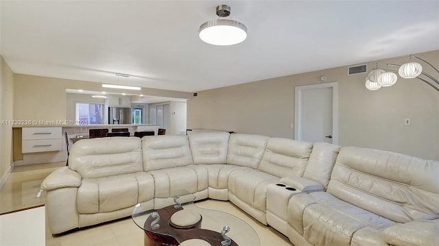 view of tiled living room