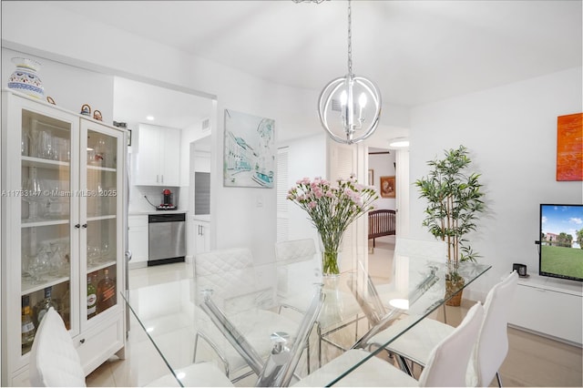 dining room featuring an inviting chandelier