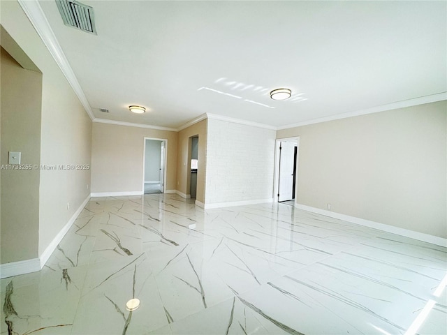 unfurnished room featuring crown molding