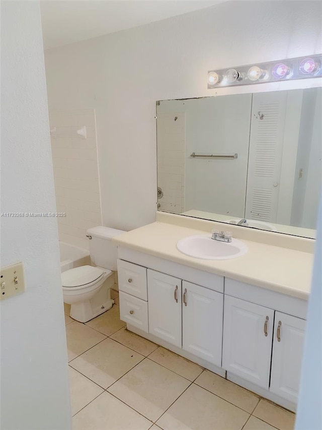 3360 N Pinewalk Dr N Unit 1315, Margate, FL 33063 - bathroom featuring vanity, tile patterned flooring, toilet, and tub / shower combination