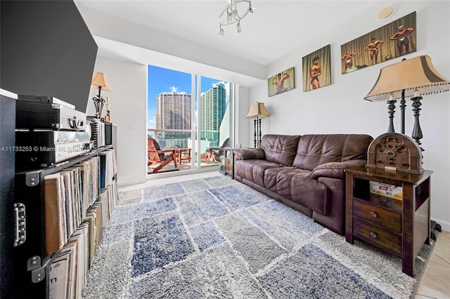 view of tiled living room