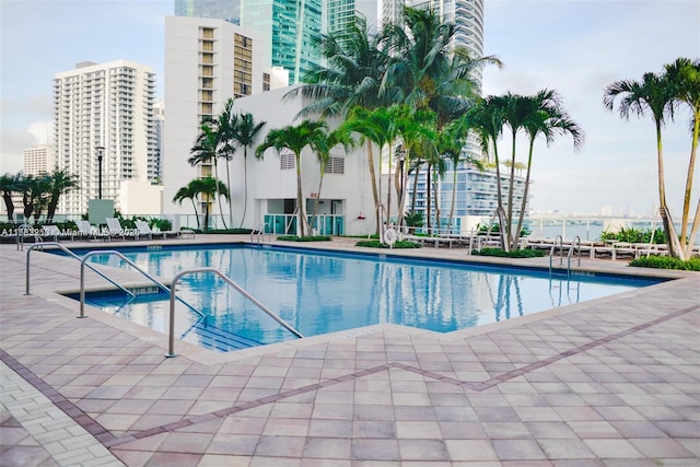 view of pool featuring a patio area