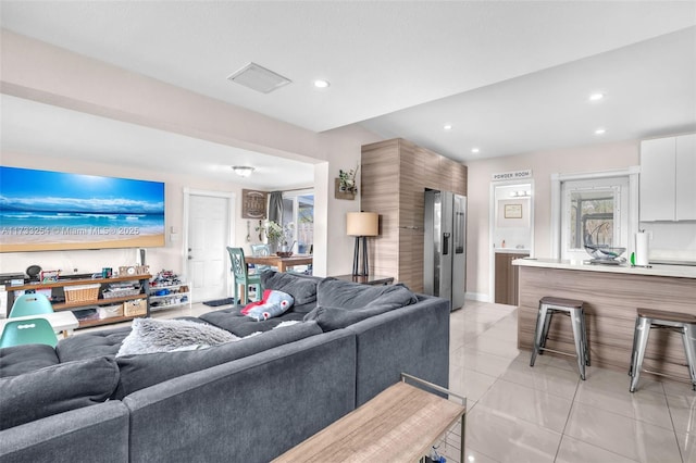 view of tiled living room