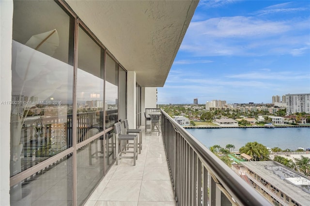 balcony with a water view