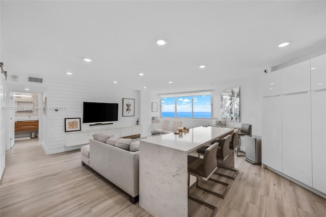 living room featuring light hardwood / wood-style flooring